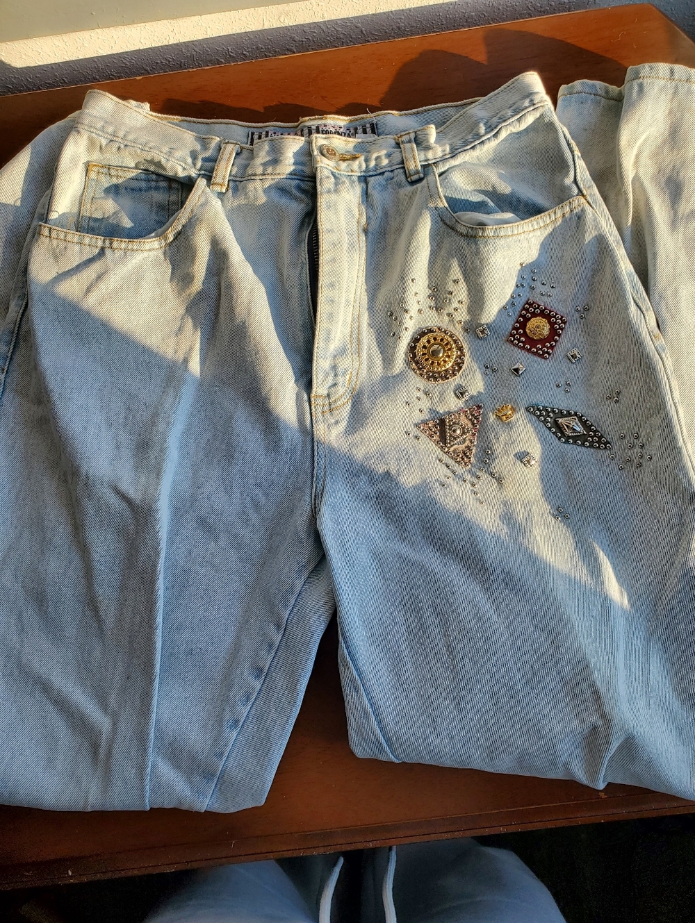 *SOLD* Light Wash Embellished Denim Jeans
